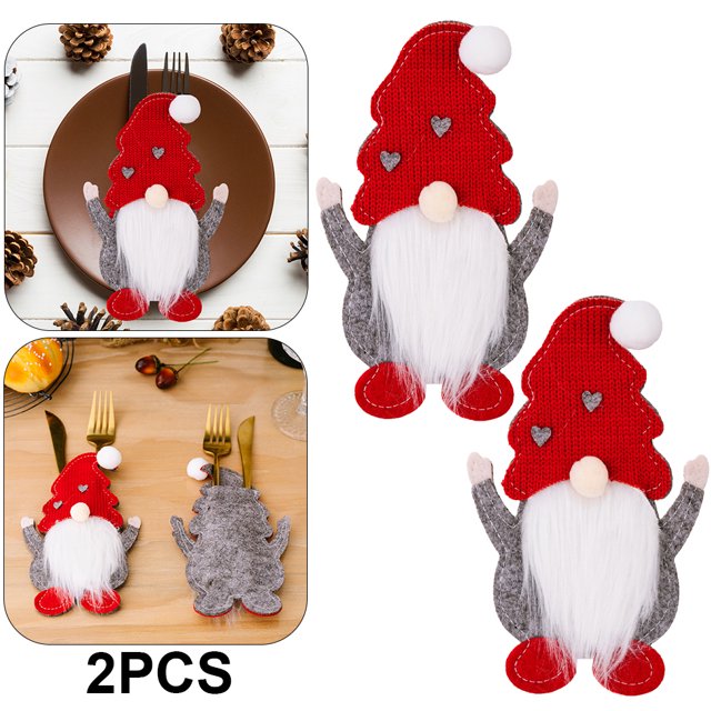Soporte para Cubiertos Navidad Adorno Navideño El Papá Noel (sombrero Corazón) 2 Uds.