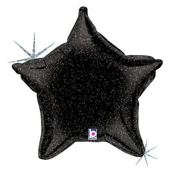 LOONBALLOON Hollywood Balloons, 21″ BLACK HOLOGRAPHIC STAR