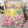 thumbnail image 2 of Manfei Pink Flowers Girl Full Size Sheets 4-Piece,Spring Garden Breathable Bed Sheets,Abstract Oil Painting Lightweight Sheet Sets,Ultra Soft Home Decor, 2 of 7