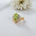 thumbnail image 5 of JEWELRYTREASURE 12x6 mm / 1.5 Ct Peridot Wedding Ring Set Opal Diamond Cluster Bridesmaid Jewelry for Women August Birthstone Art Deco Gift for Her, 5 of 7