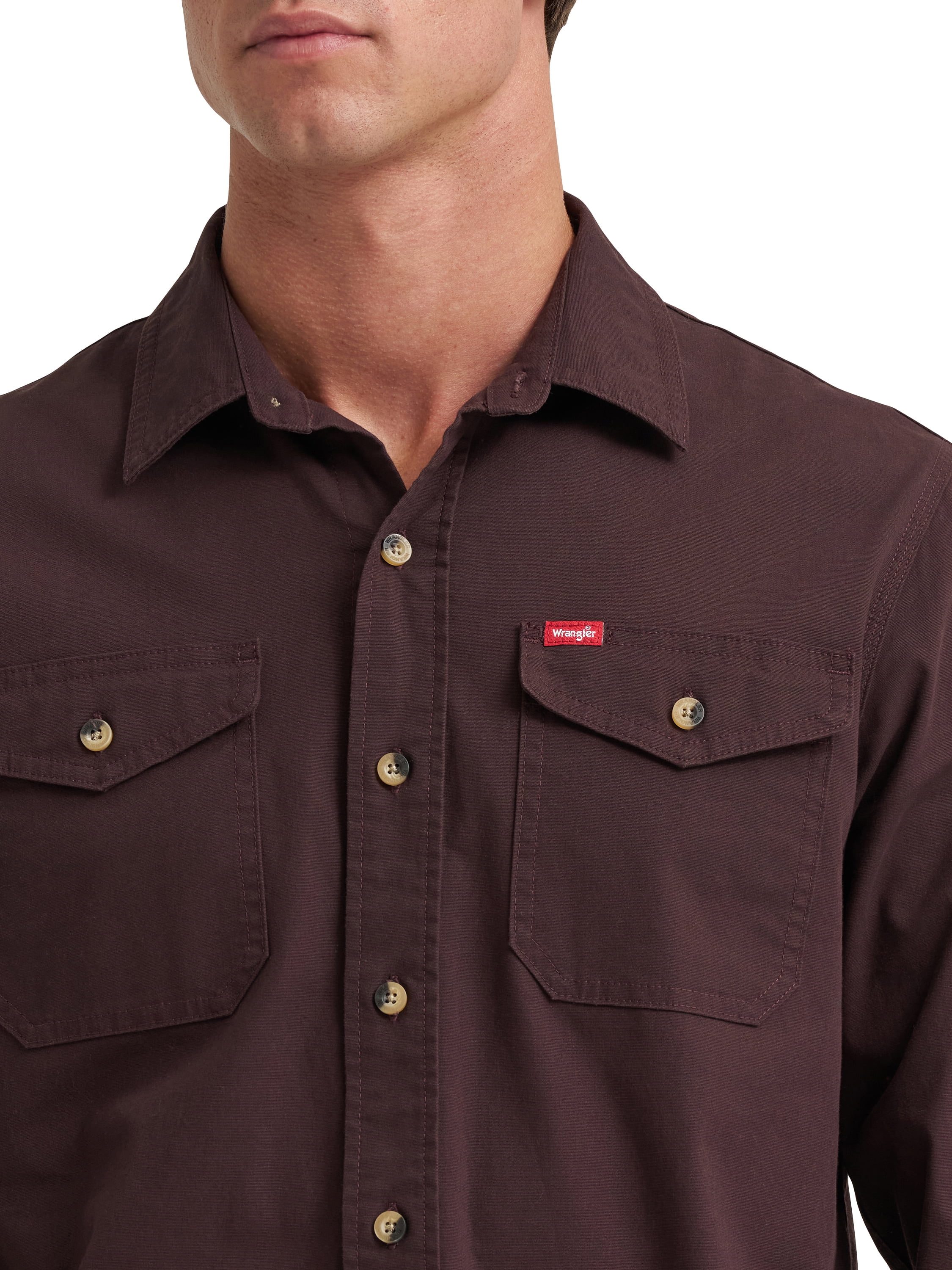 Wrangler® Mens Long Sleeve Heritage Solid Shirt