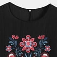 thumbnail image 4 of Camiseta de Mujer Camiseta de Manga Corta Impresión Casual Raglan Suelto de Lino Top Blusas, Cuello de la Tripulación, 4 of 4