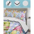 thumbnail image 3 of Full Size Quilt Bedding Set, Easter Reversible Summer Quilt 3 Pieces, Watercolor Gnomes Eggs Flowers Butterflies Purple Plaid Lightweight Bedspreads Coverlets with 2 Pillow Shams for All Seasons, 3 of 5