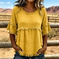 thumbnail image 2 of Summer Sales Womens Summer Tops Stylish Fringe Decor Crew Neck Short Sleeve Casual Blouse Oversized Tshirts for Women Under 12$, 2 of 4