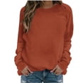 thumbnail image 2 of ClodeEU Women's Solid Color Raglan Sleeve Long Sleeve Sweatshirt,Casual Loose Pullover Top Orange,Womens Plus XXXXXL, 2 of 5