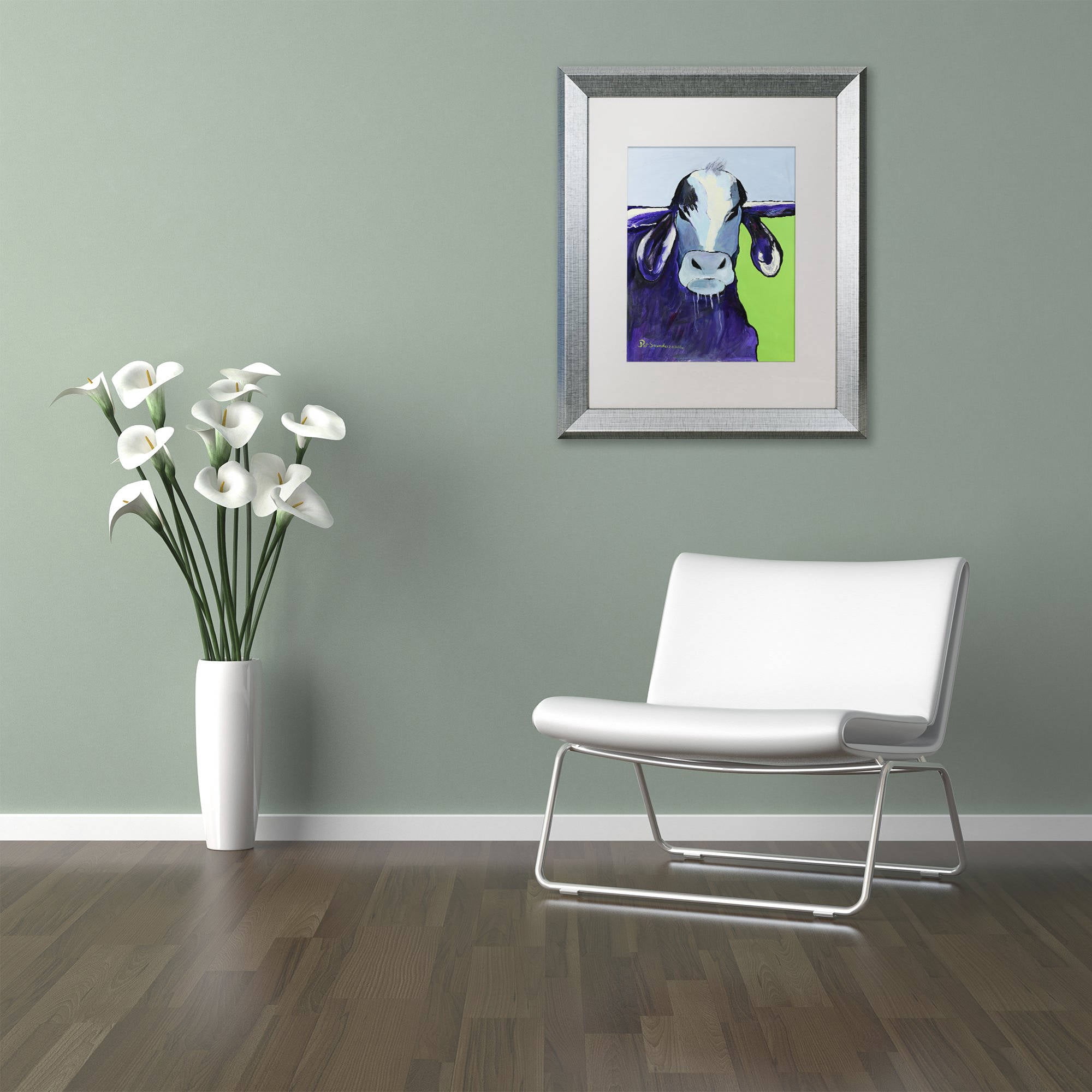 Trademark Fine Art "Bull Drool II" Canvas Art by Pat Saunders-White, White Matte, Silver Frame
