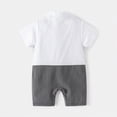 thumbnail image 6 of Baby Onesies Boy Newborn Baby Boy Gentleman Romper Tuxedo One-Piece Outfit with Bow Tie Short Sleeve Formal Wear, 6 of 9