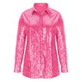 thumbnail image 4 of Pntutb mujeres moda suelta lentejuelas cuello redondo blusas sólidas fiesta brillo top camisas casuales Pntutb Pntutb-1215, 4 of 6