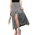 thumbnail image 1 of Doublju Women's Slit Front Color Buttoned Closure Maxi Skirt With Plus Size, 1 of 5