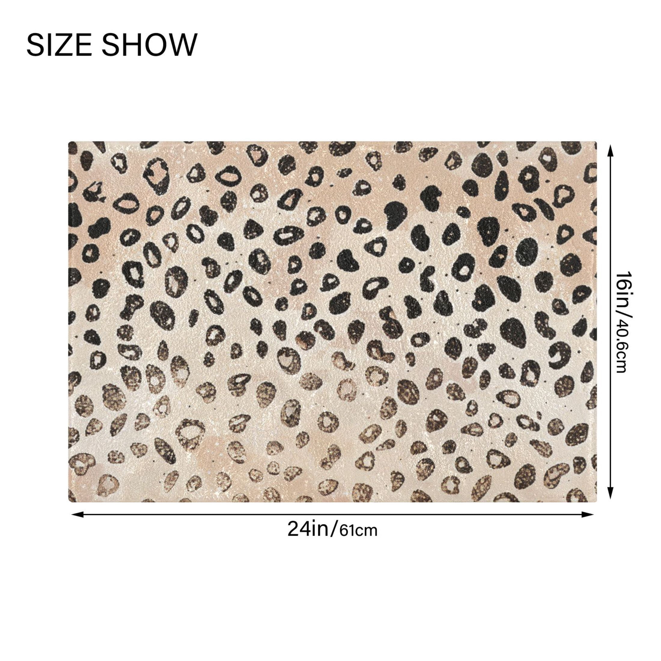 Ryvnso Plain Cheetah Glitter Print Bathroom Shaggy Rugs Toilet Mat Soft Contour Rug