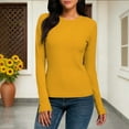 thumbnail image 2 of Lenpel Long Sleeve Shirts for Women Crew Neck Slim T-Shirts Base Layer Tops Casual Basic Tees Trendy Tunic Blouses(Yellow,XX-Large), 2 of 7
