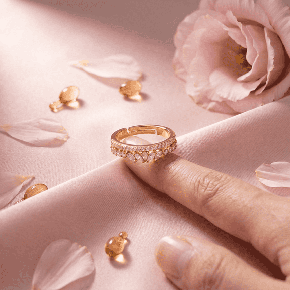 2Ct Round Cut Cubic Zirconia Women Crossover Engagement Ring 14K Yellow Gold Plated Free Size