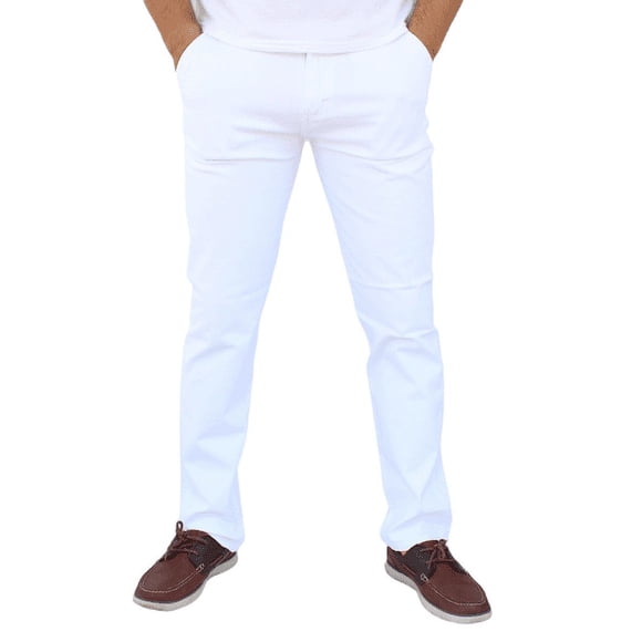 Pantalón de gabardina stretch John Silver Corte recto color blanco