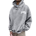 thumbnail image 3 of CUSTG Mens Autumn Winter Back Letter Printing Letter Oversize Loose Plus Size Hooded Pullover Sweatshirt Tops Long Sleeve Holiday Daily Wear, 3 of 7