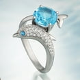 thumbnail image 5 of Shiny Dolphin Shaped Womens Ring With Royal Blue Zircon Copper Inlay Jewelry Ideal Birthday Gift Elegant Gifts, 5 of 7