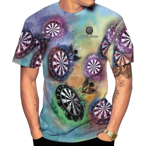 Personalized Name Dart Shirts 3D, Custom Mens Dart Shirts, Dart Shirts for Teams, Funny Dart T-Shirts for Men and Women (S)