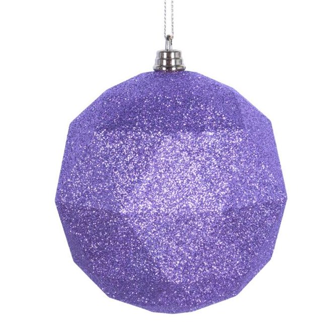 8 in. Lavender Glitter Geometric Christmas Ornament Ball