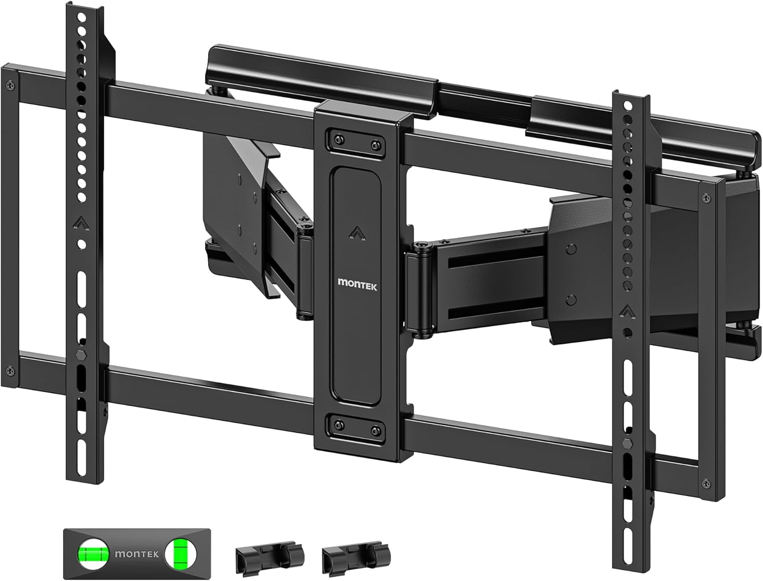 monTEK Full Motion TV Wall Mount for 37–90" TVs – Ultra Slim 1.37" Low Profile, Swivel Tilt & Extension Bracket with Dual Arms – Heavy Duty Holds Up to 185 lb, Max VESA 600x400