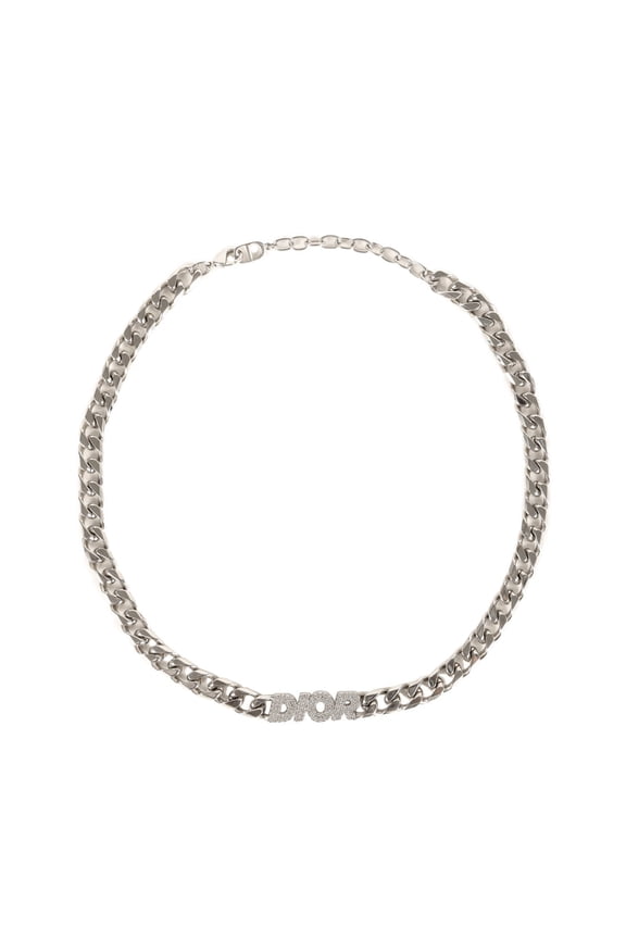 Pre-Owned Christian Dior Dior Crystal Rhinestone Chain Link Necklace in Silver for Men (Good)