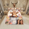 thumbnail image 2 of Erosebridal Cartoon Highland Bull Sheet Set Twin , Southwestern Cowboy Boots Bedding Sets Twin Size, Pink Floral Room Decor 3-Piece, 2 of 7