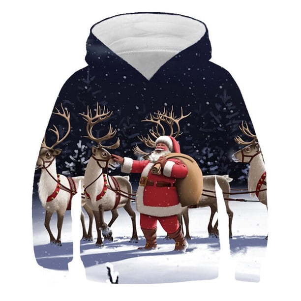 Sudaderas con capucha Kawaii con estampado 3D de Navidad, sudaderas con muñecos de nieve y Papá Noel, sudaderas con capucha unisex para niños y niñas, sudaderas con capucha de gran tamaño a la moda pa