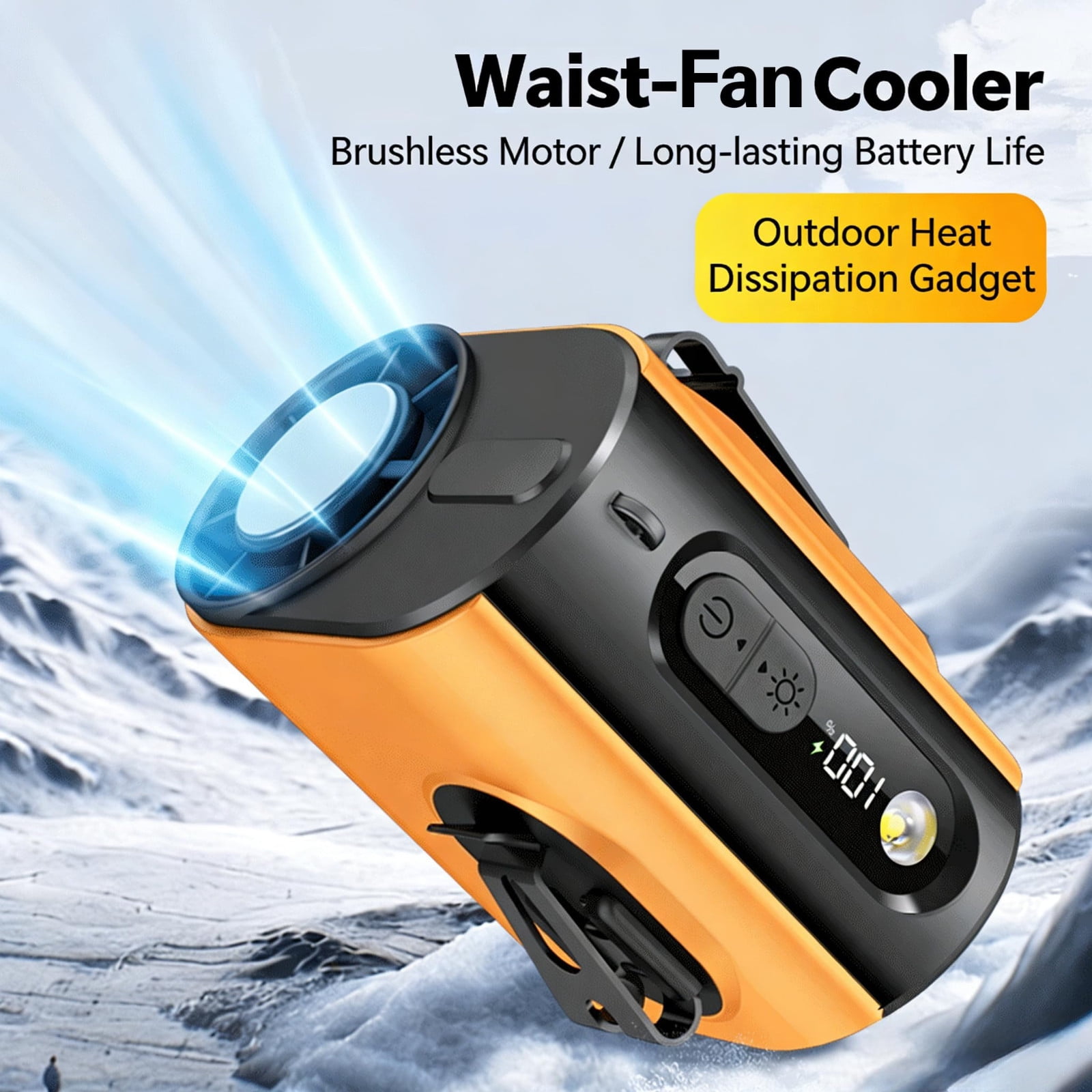 Wearable Waist Fan 2026, 10000mAh Rechargeable Clip On Belt Fan with Ice Cooling 100 Speeds Flashlight for Camping Outdoor Work