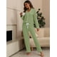 thumbnail image 3 of Conjunto de pijama ZMJ para mujer, 2 piezas, manga larga, talla S, color verde, 3 of 7