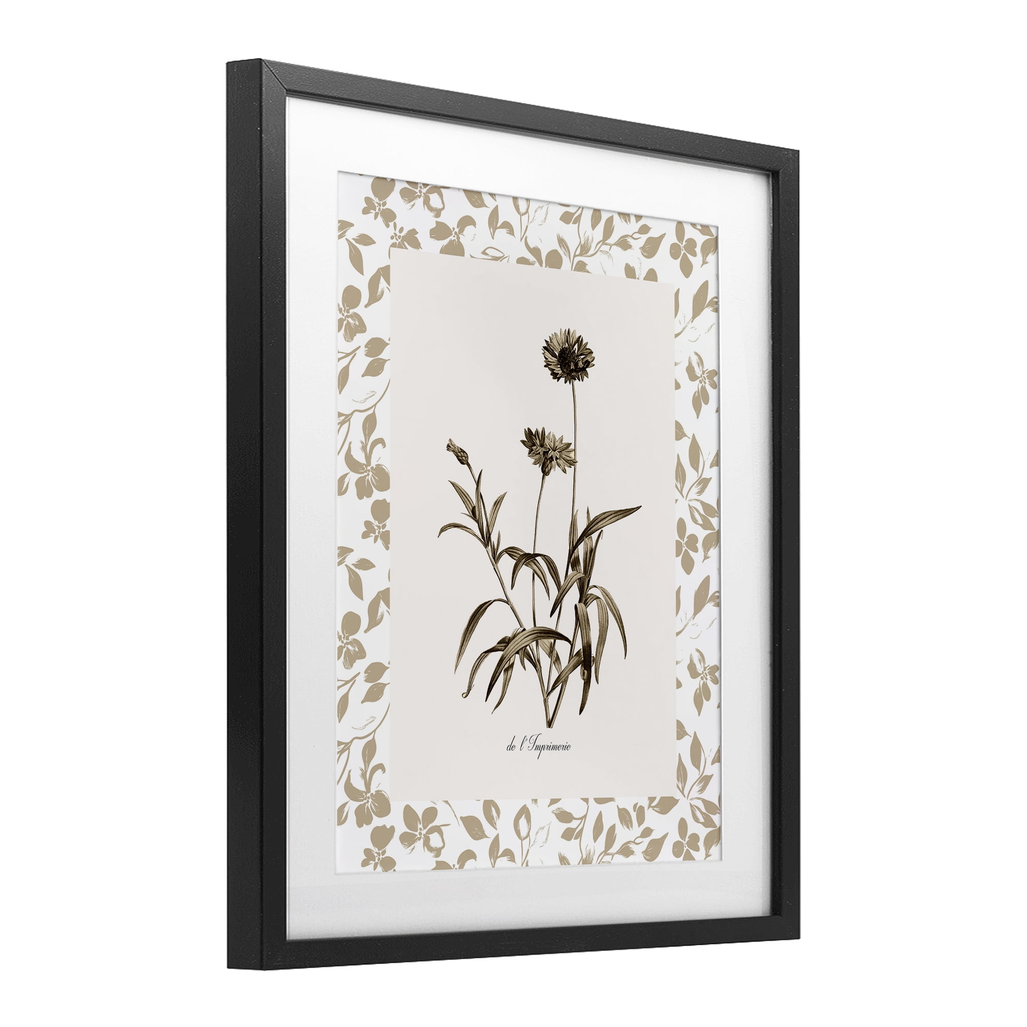 Stupell Industries Neutral Imperial Flowers Black Framed Print Under Glass, design by Kelly Donovan