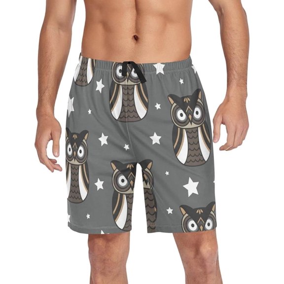 GZHJMY Owl Pajama Pants Short for Men, Lounge Pants Lightweight Men Pajama Bottoms with Drawstring Pockets, Christmas New Year Birthday Gifts, Large