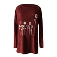 thumbnail image 3 of LYXSSBYX Womens Long Sleeve Dress Hot Sale Clearance Women Fashion O-neck Pullover Flower Printing Long Sleeves Sweater T-shirt Tops, 3 of 4