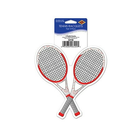 Pack Of 12 Vinyl Tennis Racquets Peel N Place Party Decorations