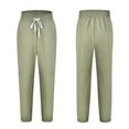 thumbnail image 2 of FAIWAD Womens Elastic Waist Drawstring Solid Color Pants Slim Straight Lightweight Trousers with Pockets (Large, Army Green), 2 of 7