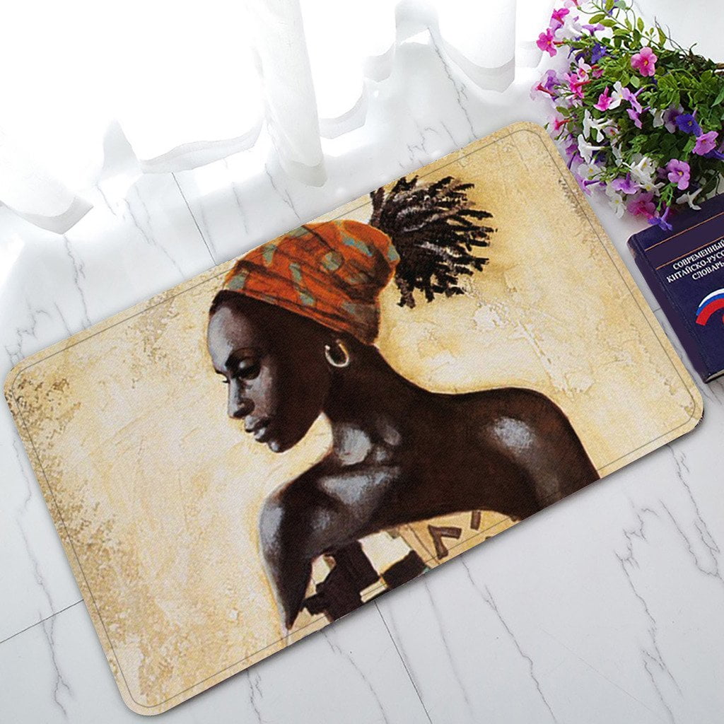 GCKG Beautiful African Woman NonSlip Doormat Indoor/Outdoor/Bathroom