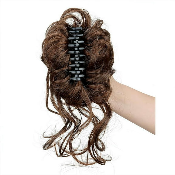 Claw Clip Messy bun,Fake Bun Ponytail Hair Extension Wig for Women, Wavy Curly Hair Bun Clip in Claw Chignon Hairpieces,H-air bun extension Everyday Wear