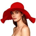 thumbnail image 3 of Fewfanhot Women Extra Wide Wavy Brim Sun Hat, UPF Foldable Pleated Beach Bucket Hat Windproof Chin Strap, 3 of 8
