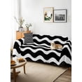 thumbnail image 3 of Black Moire Ombre Couch Cover for 2 Cushion Couch, Water Ripple Stripe Farmhouse Washable Love Seat Sofa Covers Slipcover, Throw Sofa Covers for Pets, Furniture Protector 71"x102", 3 of 9