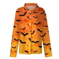 thumbnail image 5 of NMMUED Halloween T Shirts Fall Womens Clothes Funny Halloween Shirts Fall Clothes Womens Button Down Blouse Skeleton T Shirt Halloween Outfits for Women Orange 2 XXL, 5 of 7