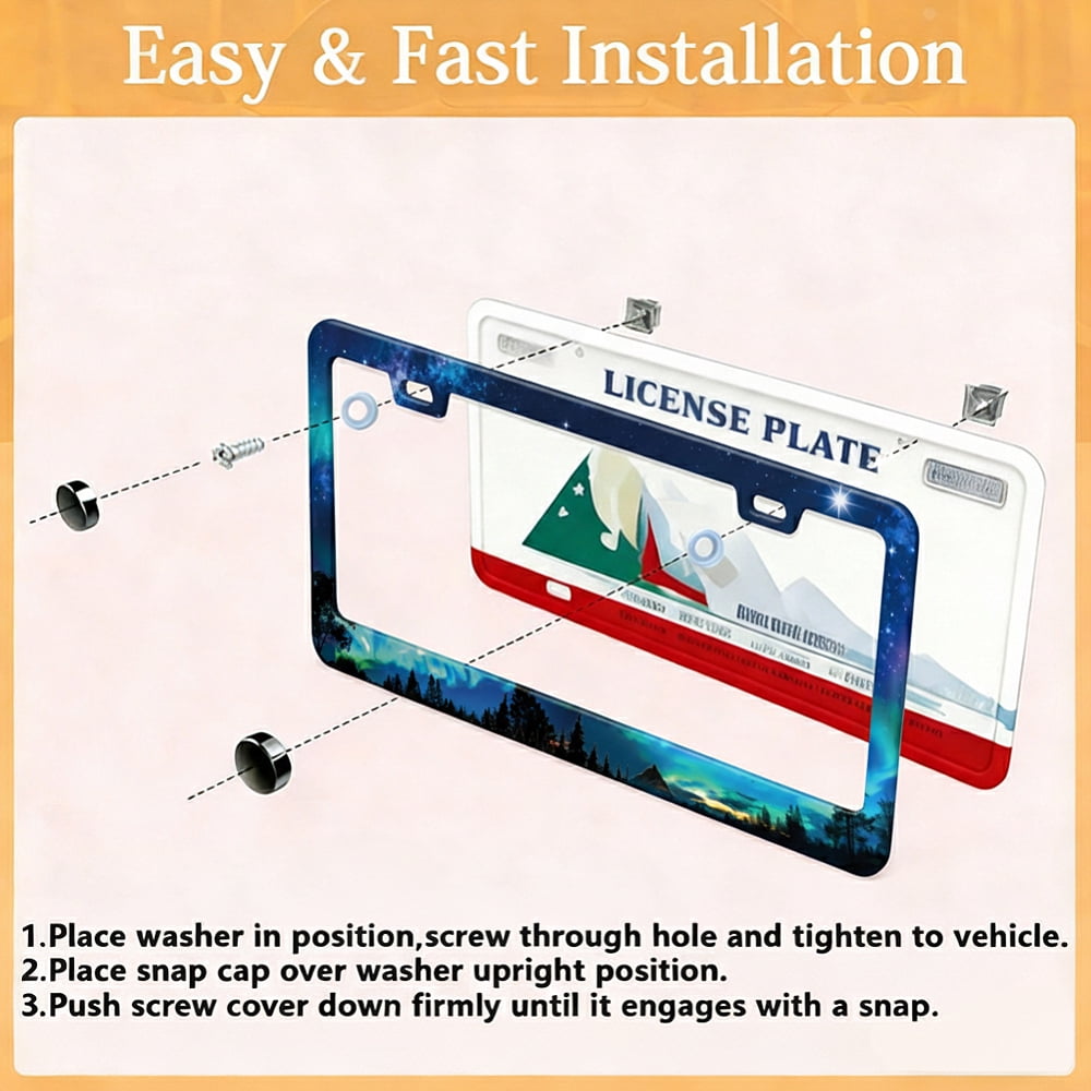 2Pcs 201 Stainless Steel License Plate Frames Number Plates Frame Holder for Auto-Car-Truck Forest 310x160x6mm