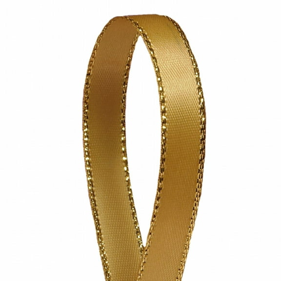 Gold Solid Color 3/8-Inch Gold Edge Ribbon, 50-Yards