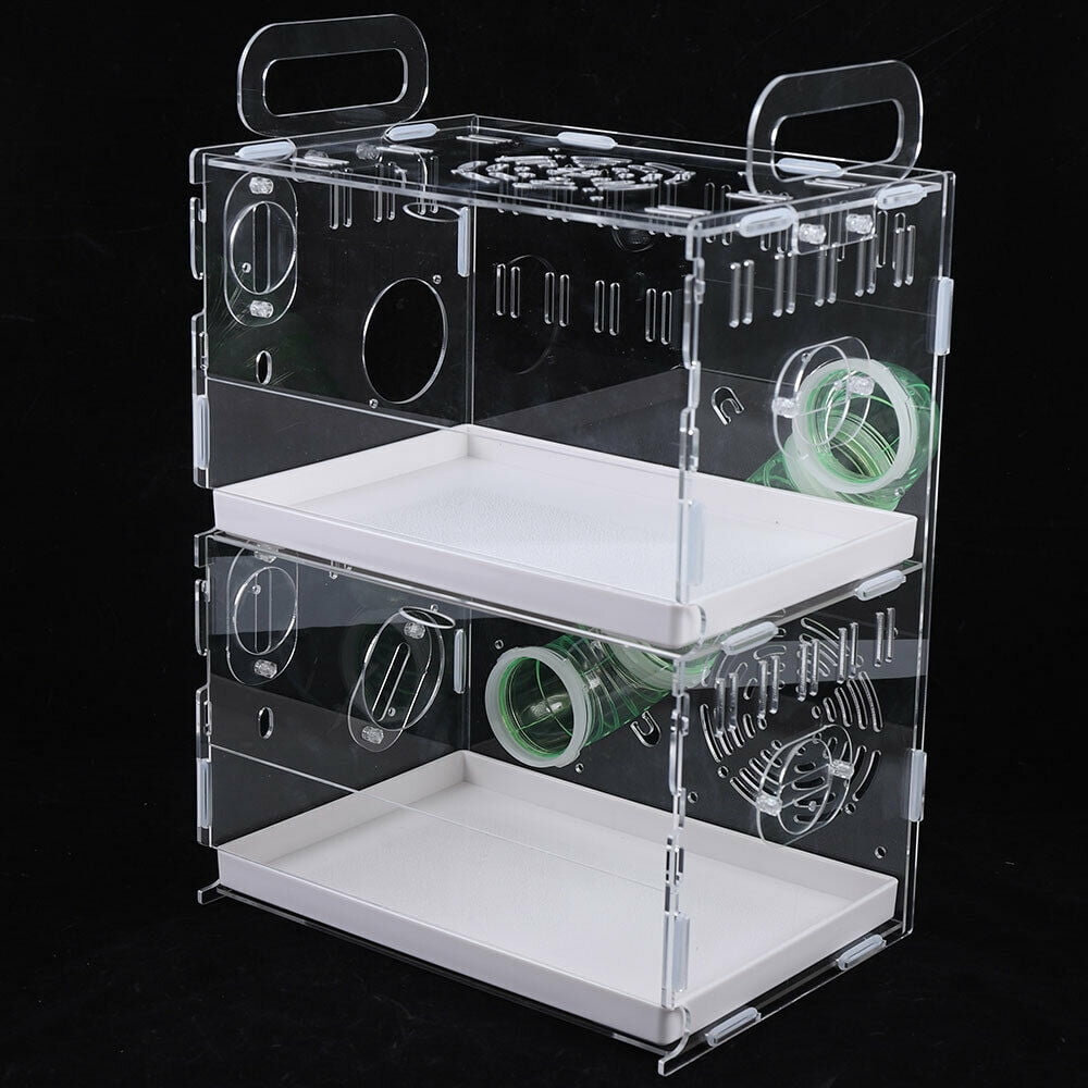 Pet Cage Rat House 2-levels Acrylic Hamster Palace Mouse Habitat Gerbil Home