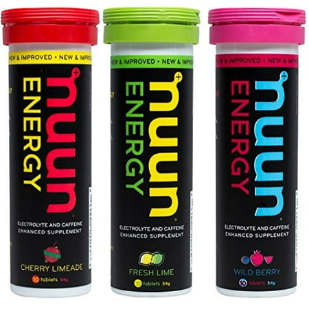 Nuun Energy: Past Formula Vitamin & Caffeine Enhanced Drink Tabs, Mixed Flavors, Box of 3 Tubes
