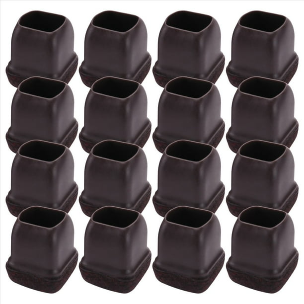 16 Piezas Protectores de Suelo para Patas de Silla de Silicona MarróN, Tapas Cuadradas para Patas de Silla con Fieltro Envuelto, Adecuado Para: 0,75 Pulgadas-1,0 Pulgadas