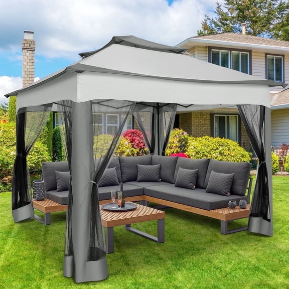 SANOPY 11'X 11' Pop up Gazebo Canopy Tent Outdoor Party Instant Shelter Portable Folding Gazebo Can Accommodate 6-8 People with Netting & Carry Bag, Anti-Rain, Anti-Ultraviolet