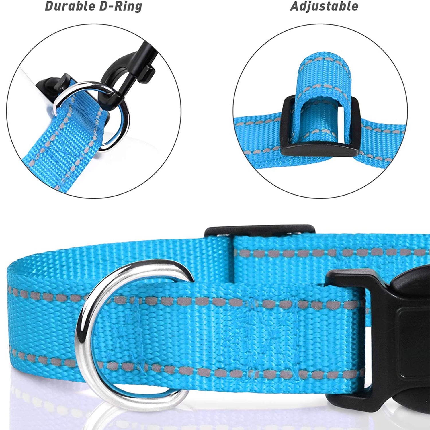 DABEI JOYTALE Reflective Nylon Dog Collar - Adjustable and Secure with Quick Release Buckle