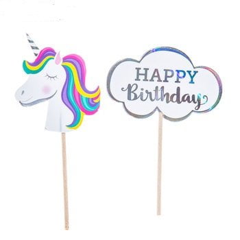 Unicorn Birthday Cupcake Toppers Decoration Kids Party Supplies 24 Picks