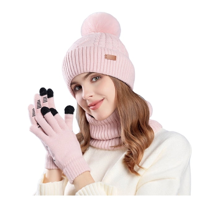 Hat Scarf And Glove Set Winter Warm Baby Accessories Soft Knit Three Piece Outfit For Cold Weather