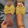 thumbnail image 5 of Domuza Women's Bow Knot Slides Open Toe Flat Sandals 2026 Summer Slip On Slippers Yellow 7.5（EU-39）, 5 of 5