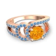 thumbnail image 3 of 2.50 Ct Round Cut Citrine & Blue Topaz Gemstone Beautiful Engagement Ring for Ladies 14K Rose Gold Size 3 by Diamond-Capitals, 3 of 8