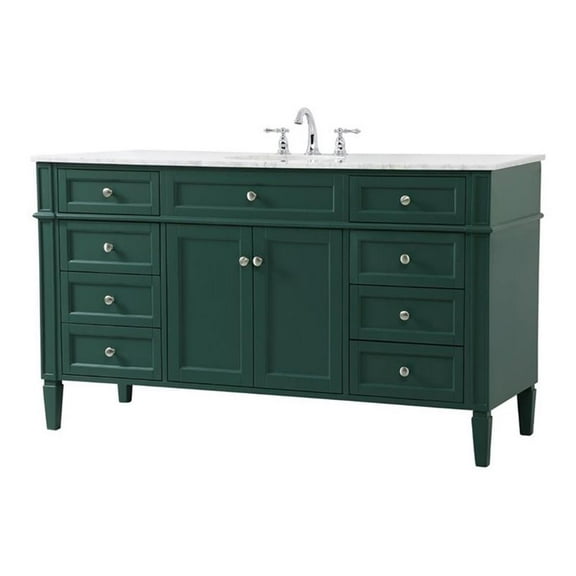 Elegant Kitchen and Bath 60 inch Single bathroom vanity in green