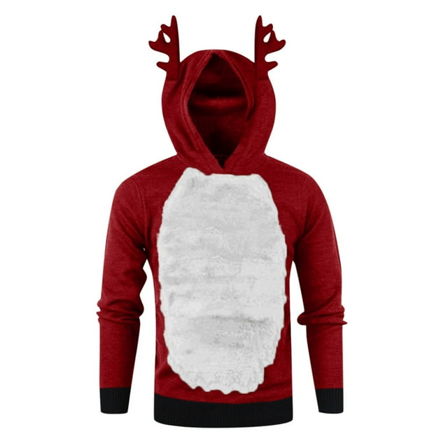 Festive Lined Christmas Deer Hoodie with Unique Color Block Design for Women
